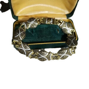 𝅺DAMASCENE Enamel vtg bracelet